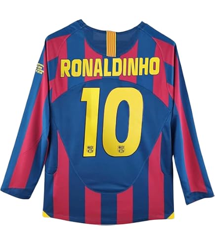 Amazon.com: Ronaldinho #10 Retro Long Sleeve 05/06 Soccer Jersey